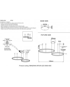 Люстра Crystal Lux MANZANA SP53W LED D600+800 BLACK-foto4