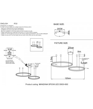 Люстра Crystal Lux MANZANA SP53W LED D600+800 BLACK-foto4