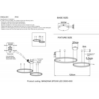Люстра Crystal Lux MANZANA SP53W LED D600+800 BLACK-foto4