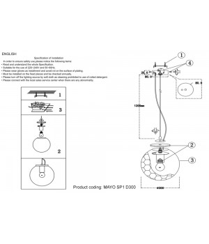 Светильник подвесной Crystal Lux MAYO SP1 D300 GOLD/AMBER-foto3