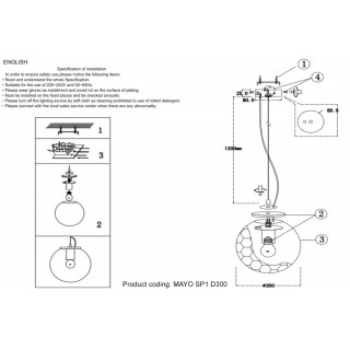Светильник подвесной Crystal Lux MAYO SP1 D300 GOLD/AMBER-foto3