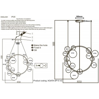 Люстра Crystal Lux AGATA SP15 V2 BLACK/TRANSPARENTE-foto5