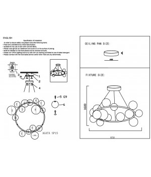 Люстра Crystal Lux AGATA SP15 BLACK/TRANSPARENTE-foto4