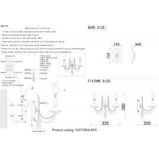Бра Crystal Lux VICTORIA AP2 GOLD/AMBER-foto7