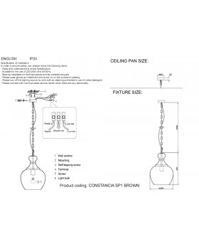 Светильник подвесной Crystal Lux CONSTANCIA SP1 BROWN-foto3