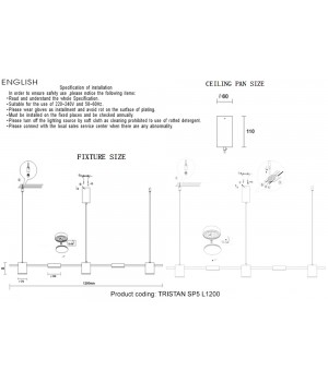 Светильник подвесной Crystal Lux TRISTAN SP5 L1200 BLACK-foto5