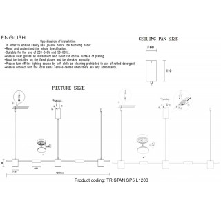 Светильник подвесной Crystal Lux TRISTAN SP5 L1200 BLACK-foto5
