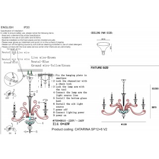 Люстра Crystal Lux CATARINA SP12+6 V2 GOLD/TRANSPARENT-COGNAC-foto5