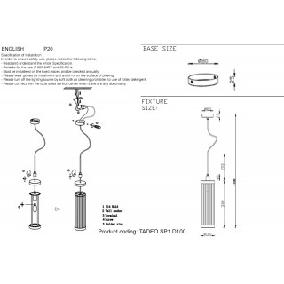 Светильник Crystal Lux TADEO SP1 D100 GOLD/TRANSPARENTE-foto3