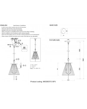 Светильник подвесной Crystal Lux MODESTO SP3 BLACK/GOLD-foto3