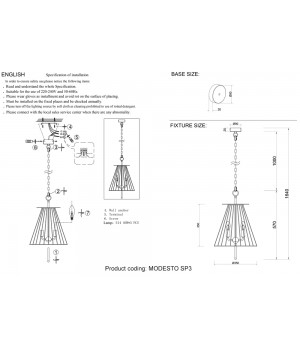 Светильник подвесной Crystal Lux MODESTO SP3 BLACK/GOLD-foto3
