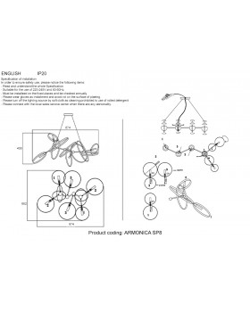 Люстра Crystal Lux ARMONICA SP8 BLACK/BRASS V2-foto3