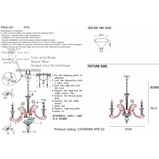 Люстра Crystal Lux CATARINA SP6 V2 GOLD/TRANSPARENT-COGNAC-foto5