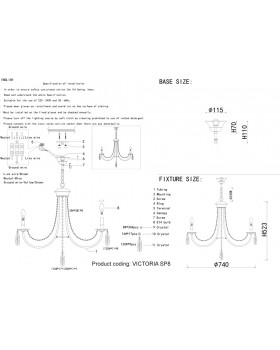 Люстра Crystal Lux VICTORIA SP8 GOLD/AMBER-foto3
