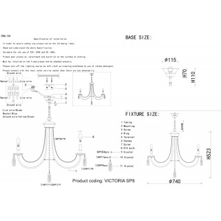 Люстра Crystal Lux VICTORIA SP8 GOLD/AMBER-foto3