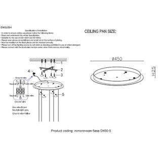 Потолочная база Crystal Lux D450-5 GOLD-foto2