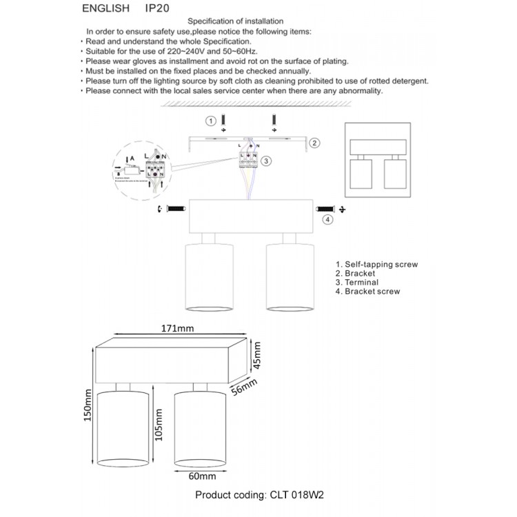 Светильник потолочный Crystal Lux CLT 018W2 BL