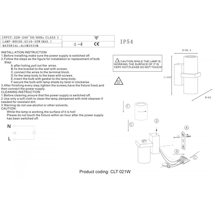 Бра Crystal Lux CLT 021W BR