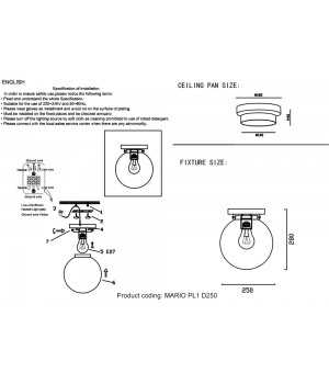 Светильник потолочный Crystal Lux MARIO PL1 D250 NICKEL/TRANSPARENTE-foto5