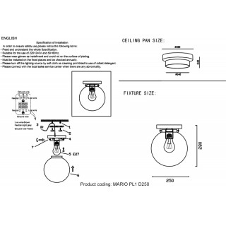 Светильник потолочный Crystal Lux MARIO PL1 D250 NICKEL/TRANSPARENTE-foto5