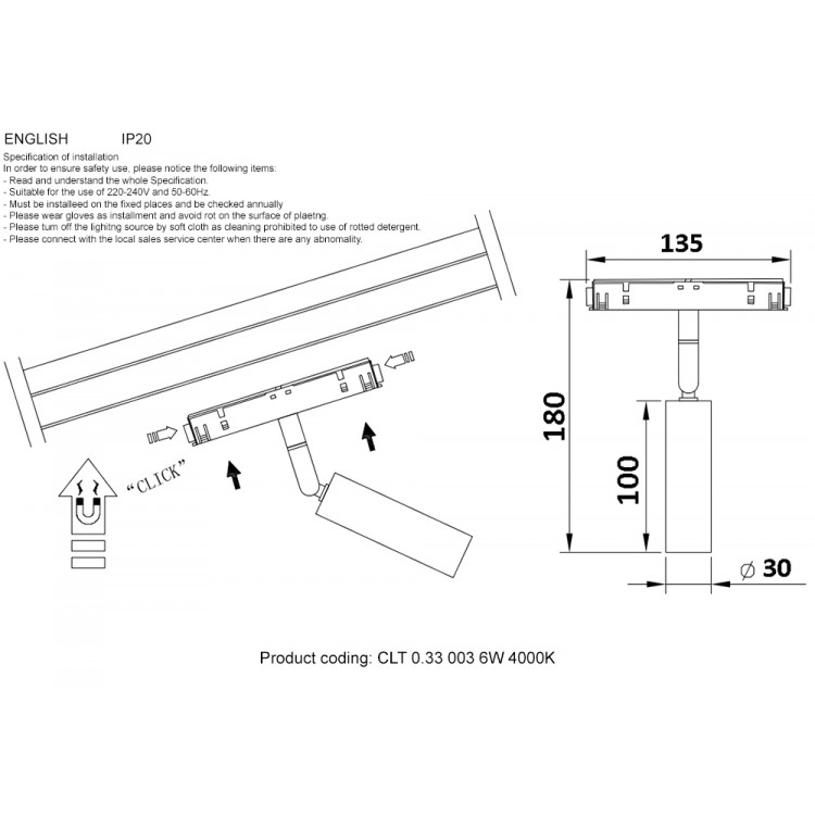 Светильник трековый магнитный Crystal Lux CLT 0.33 003 6W WH 4000К