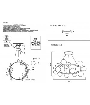 Люстра Crystal Lux AGATA SP24 BLACK/TRANSPARENTE-foto4