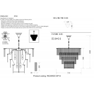 Люстра Crystal Lux RICARDO SP14 BRASS-foto3