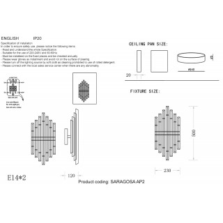 Бра Crystal Lux SARAGOSA AP2 BRASS/TRANSPARENTE-foto2