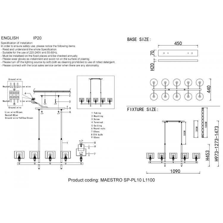 Люстры Crystal Lux MAESTRO SP-PL10 L1100 CHROME