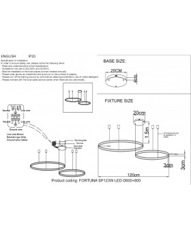 Люстра Crystal Lux FORTUNA SP123W LED D600+800 BLACK-foto2