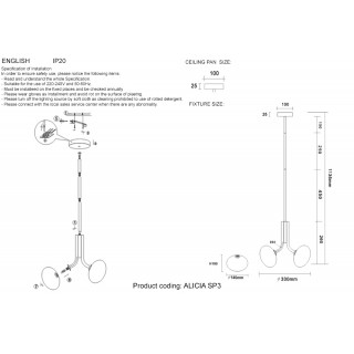 Светильник подвесной Crystal Lux ALICIA SP3 CHROME/WHITE-foto8