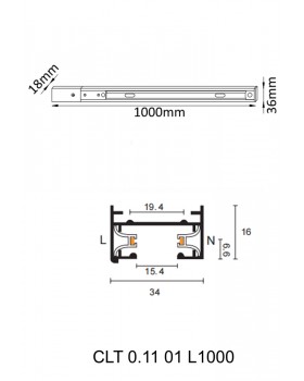 Шинопровод однофазный с питанием и заглушкой Crystal Lux CLT 0.11 01 L1000 BL-foto2