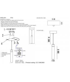 Светильник подвесной Crystal Lux CLT 036C800 GO-foto3