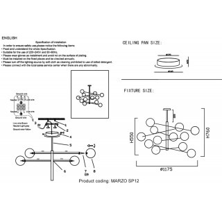 Люстра Crystal Lux MARZO SP12 BRONZE/TRANSPARENTE-foto5