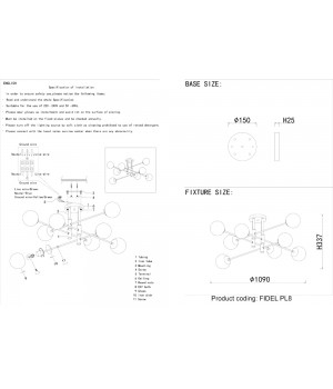 Светильник потолочный Crystal Lux FIDEL PL8 BLACK-foto3