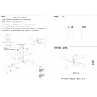 Светильник потолочный Crystal Lux FIDEL PL8 BLACK-foto3
