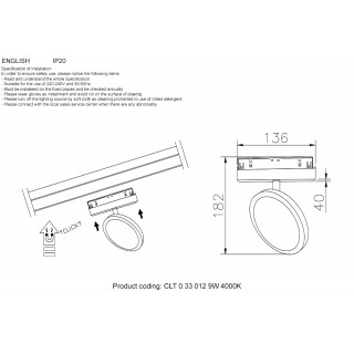 Светильник трековый магнитный CLT 0.33 012 9W BL 4000K-foto2