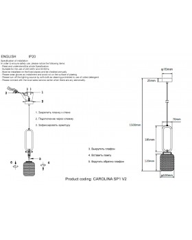 Светильник подвесной Crystal Lux CAROLINA SP1 V2 BRASS-foto5