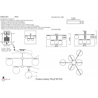Люстра Crystal Lux FELIZ SP-PL6 BRONZE/WHITE-foto5