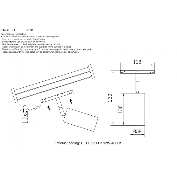 Светильник трековый магнитный Crystal Lux CLT 0.33 003 12W WH 4000K