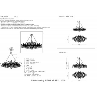 Люстра Crystal Lux REINA V2 SP12 L1500 GOLD PEARL-foto2