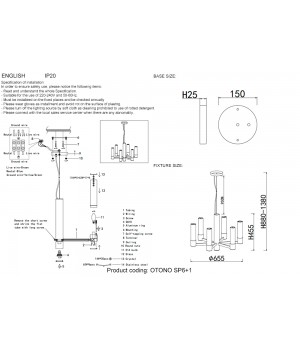 Люстра Crystal Lux OTONO SP6+1 BLACK CHROMIUM/TRANSPARENTE-foto3
