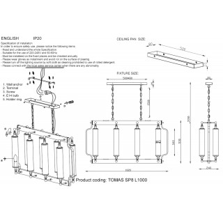 Люстра Crystal Lux TOMAS SP8 L1000 CHROME-foto2