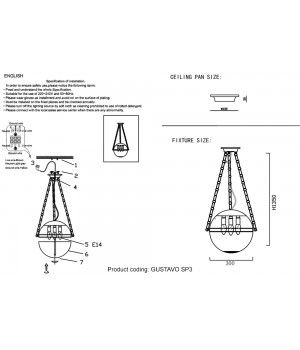 Светильник подвесной Crystal Lux GUSTAVO SP3 BRONZE-foto5