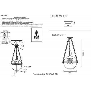 Светильник подвесной Crystal Lux GUSTAVO SP3 BRONZE-foto5