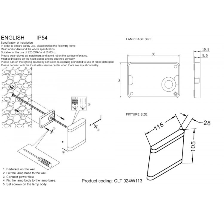 Бра Crystal Lux CLT 024W113 WH