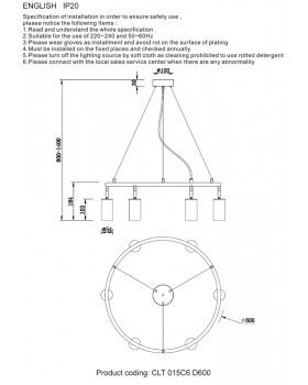 Светильник подвесной Crystal Lux CLT 015C6 D600 BL-GO-foto3