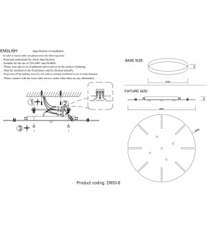 Потолочная база Crystal Lux D600-8 GOLD-foto2
