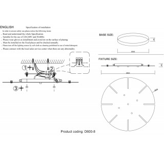 Потолочная база Crystal Lux D600-8 GOLD-foto2