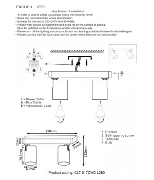 Светильник потолочный Crystal Lux CLT 017CW2 L250 BL-BZ-foto3